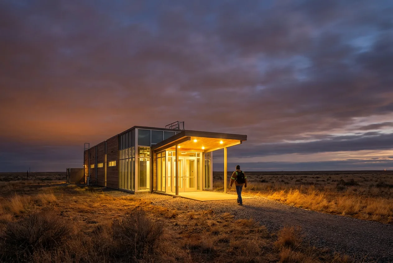 Local data center under a wide Texas sky